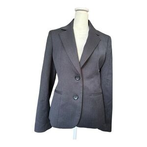 Anne Klein Charcoal Gray Blazer Lined Office Jacket Size 4